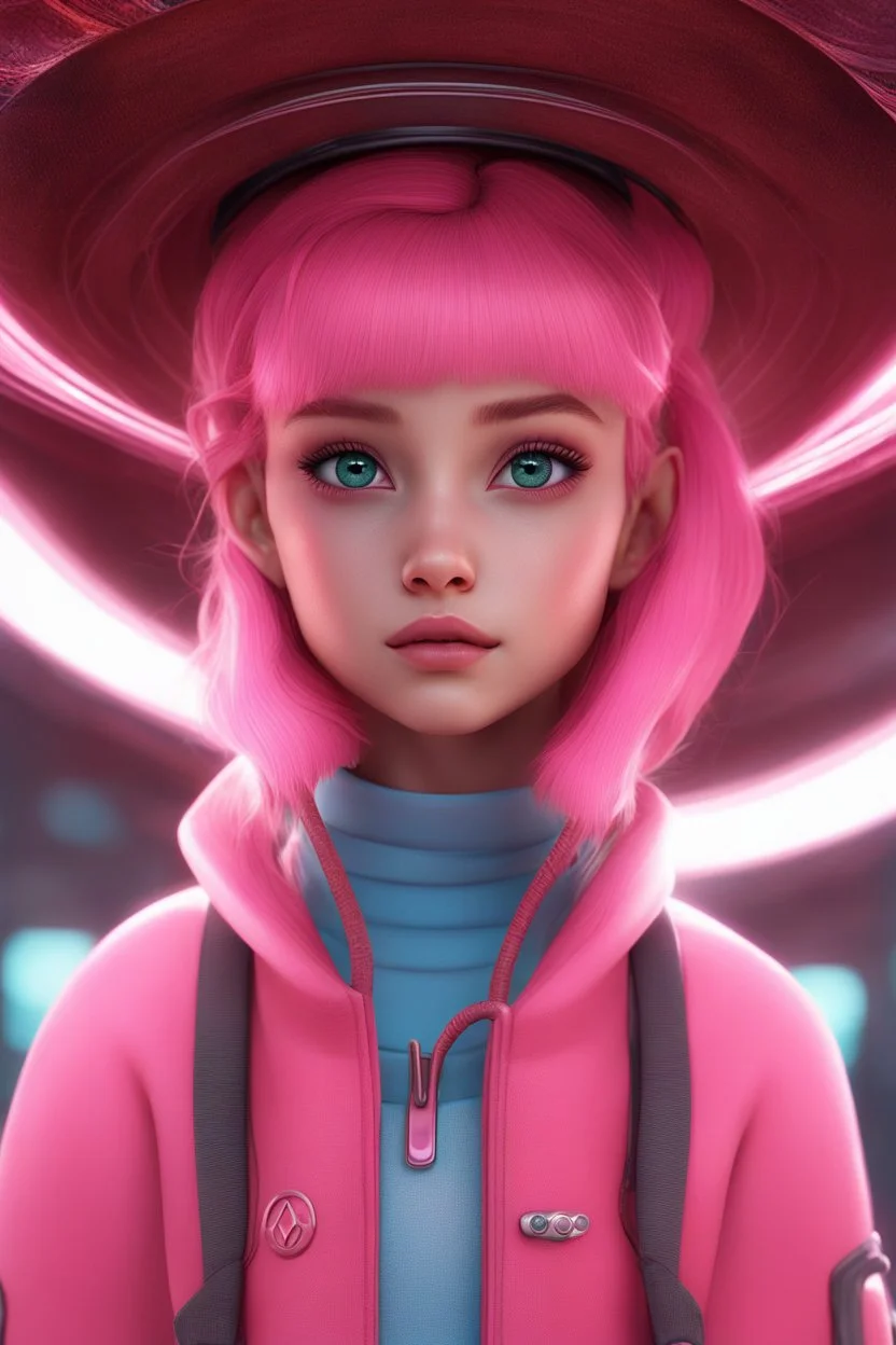 Portrait Of Beautiful Pink Alien Girl With Big Cat Eyes, Space, Artgerm, Pixar, Norman Rockwell, Up, Coco, Luca, WLOP, Intricately Detailed Concept Art, 3d Digital Art, Maya 3D, ZBrush Central 3D Shading, Cinematic, Reimagined By Industrial Light And Magic, 8k Resolution, VRAY, HDR, Volumetric Lighting