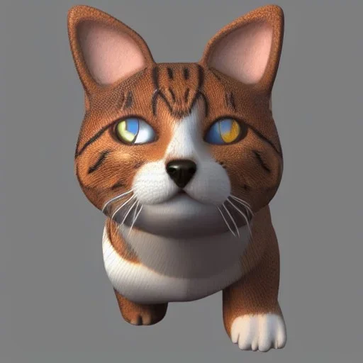 Un chien chat hybride, modélisme 3d, très détaillé