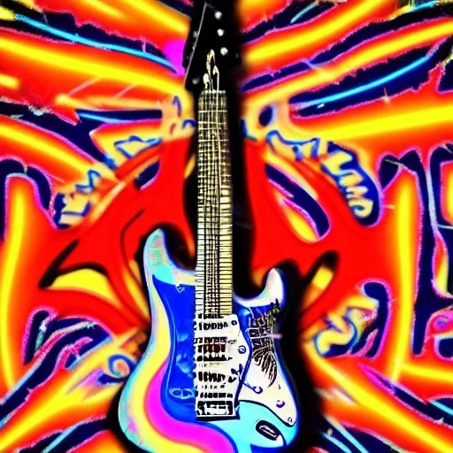 PEACE electric guitar PEACE psychedelic hippie trippy acid LSD PEACE GUITAR peacesign HIPPIE FLAG