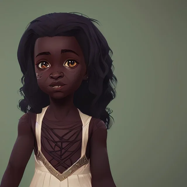 Portrait of a sweet dark skinned toddler girl witch with black curly hair