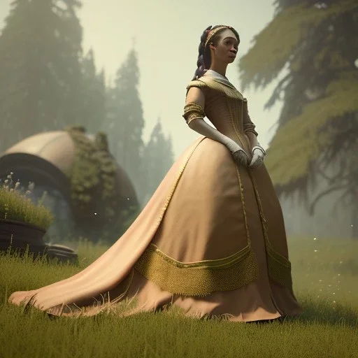 Full body, 3d render, Emma mackey, 1800's women style, 1800'hair style, 1800's women dress style, hyper realistic, octane render, unreal engine 5, 8k, palace background, uhd