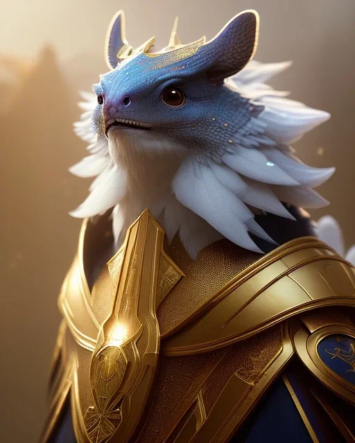 A small fantasy creature, head and shoulders, 8k resolution concept art portrait by Greg Rutkowski, Artgerm, WLOP, Alphonse Mucha dynamic lighting hyperdetailed intricately detailed Splash art trending on Artstation triadic colors Unreal Engine 5 volumetric lighting Splash art fantasy"