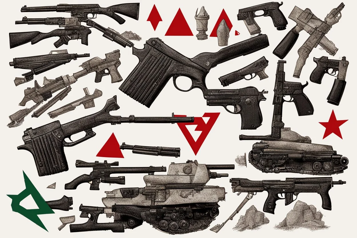 palestine guns and upside down red triangle soviet style