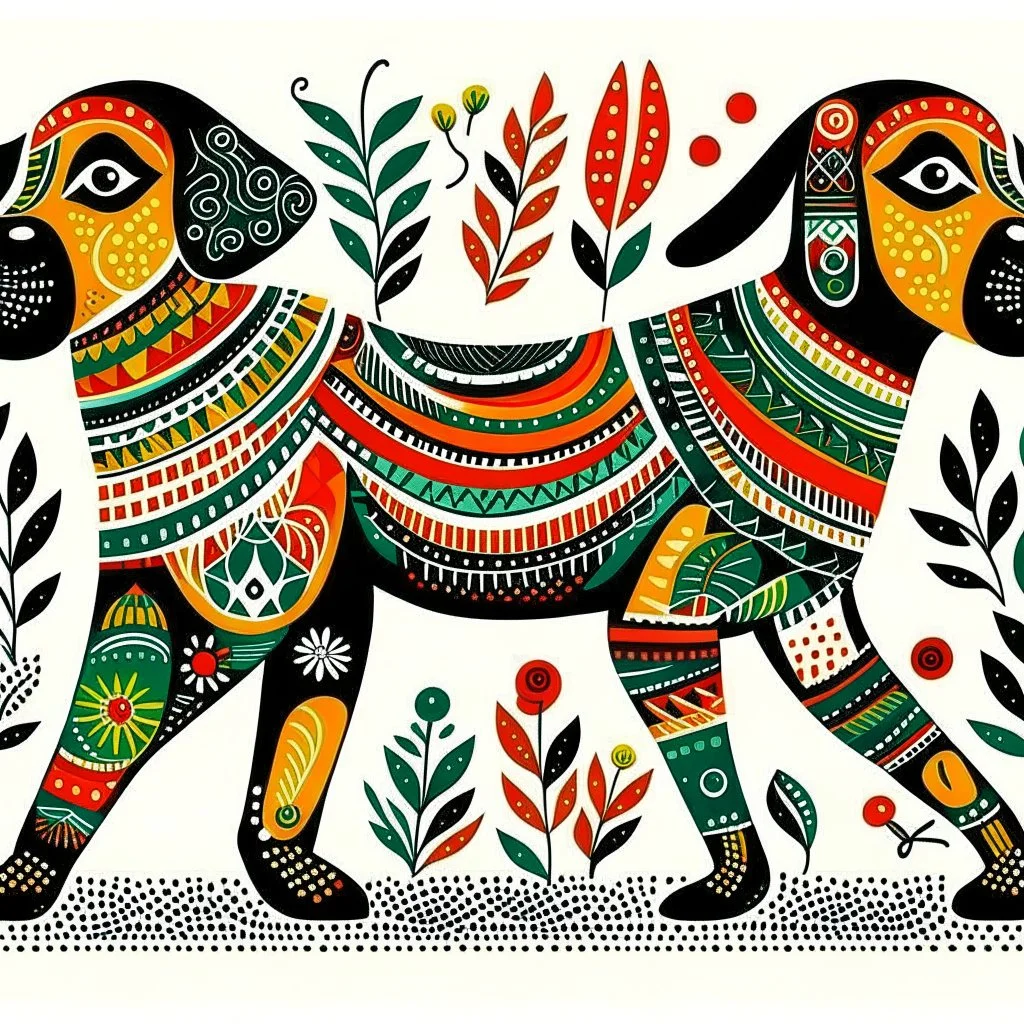 South African Folk Art Dog illustration