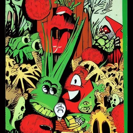 The Veggie Tales Massacre, woodcut