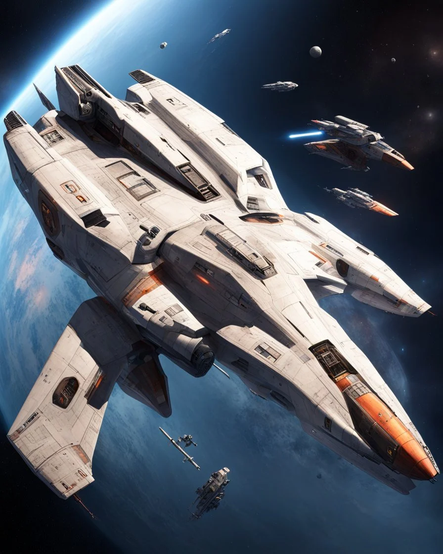 A super-advanced fighter in space for galactic travel with all the combat facilities