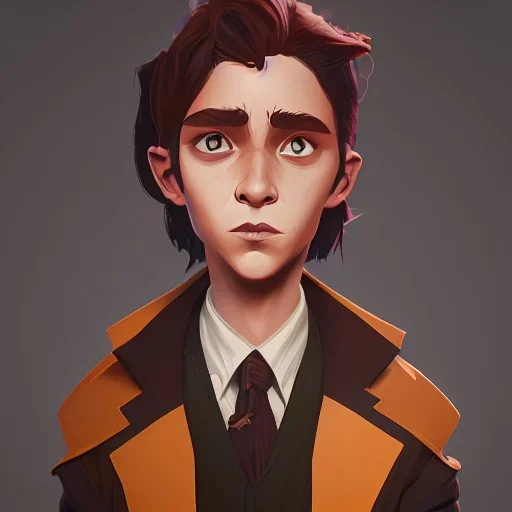 Portrait of a handsome brown haired little warlock kid by Nick Harris