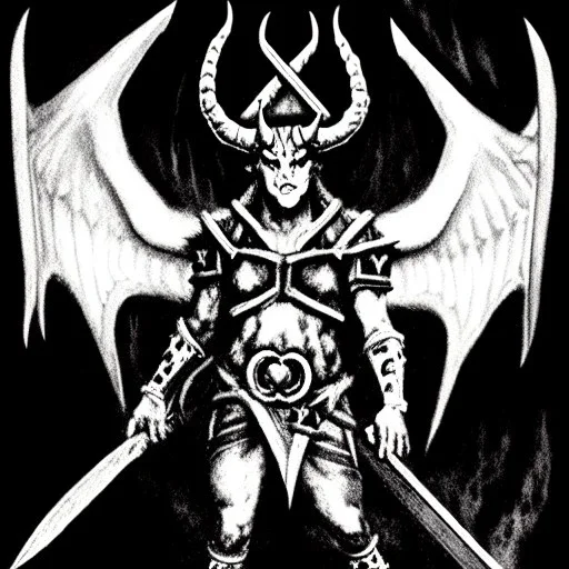 Devil demon satan king knights war code prophecy black and white