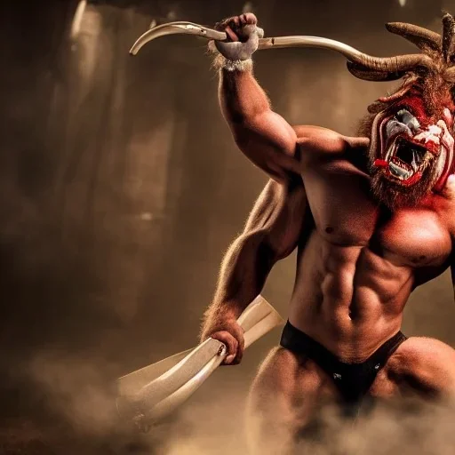 Stable diffusion, epic photo of a muscular krampus, ultra realistic , cinematic