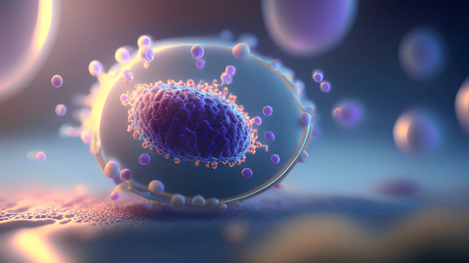 Photoreal Gorgeous prokaryotic cell, octane render, 8k, high detail, smooth render, unreal engine 5, cinema 4d, HDR, dust effect, vivid colors