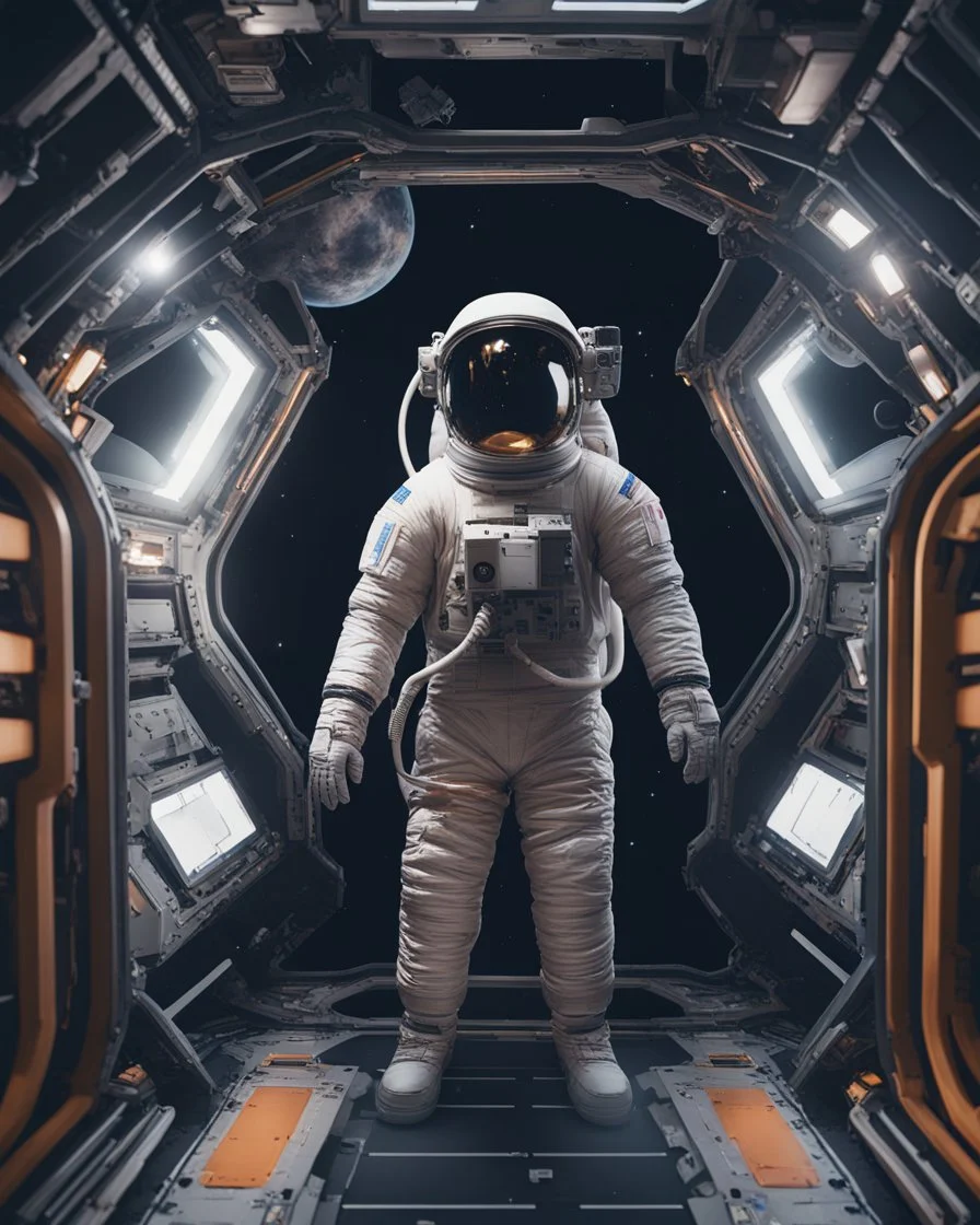 Astronaut in a spacecraft 8k