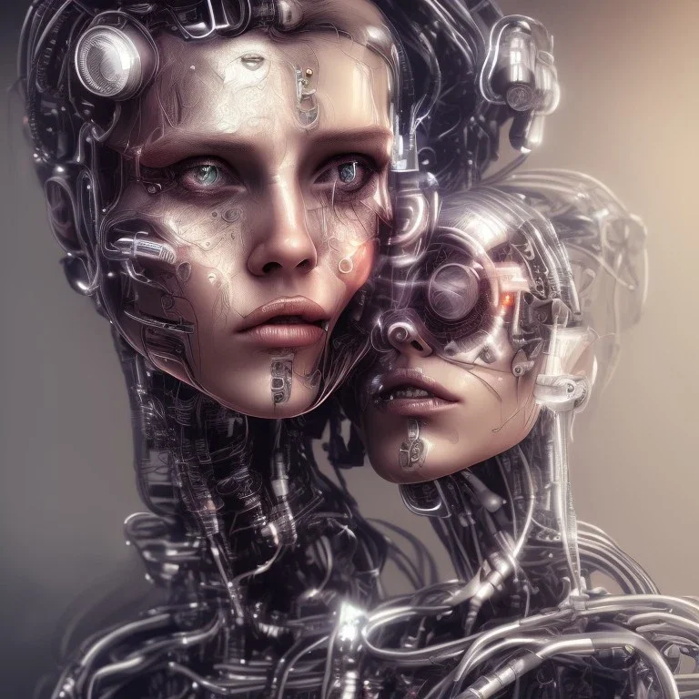 cyberpunk, head, scream women, portrai, face cry, perfect skin, tron, cyborg, robot, cyborg, seven , perfekt, real, dream, hr giger