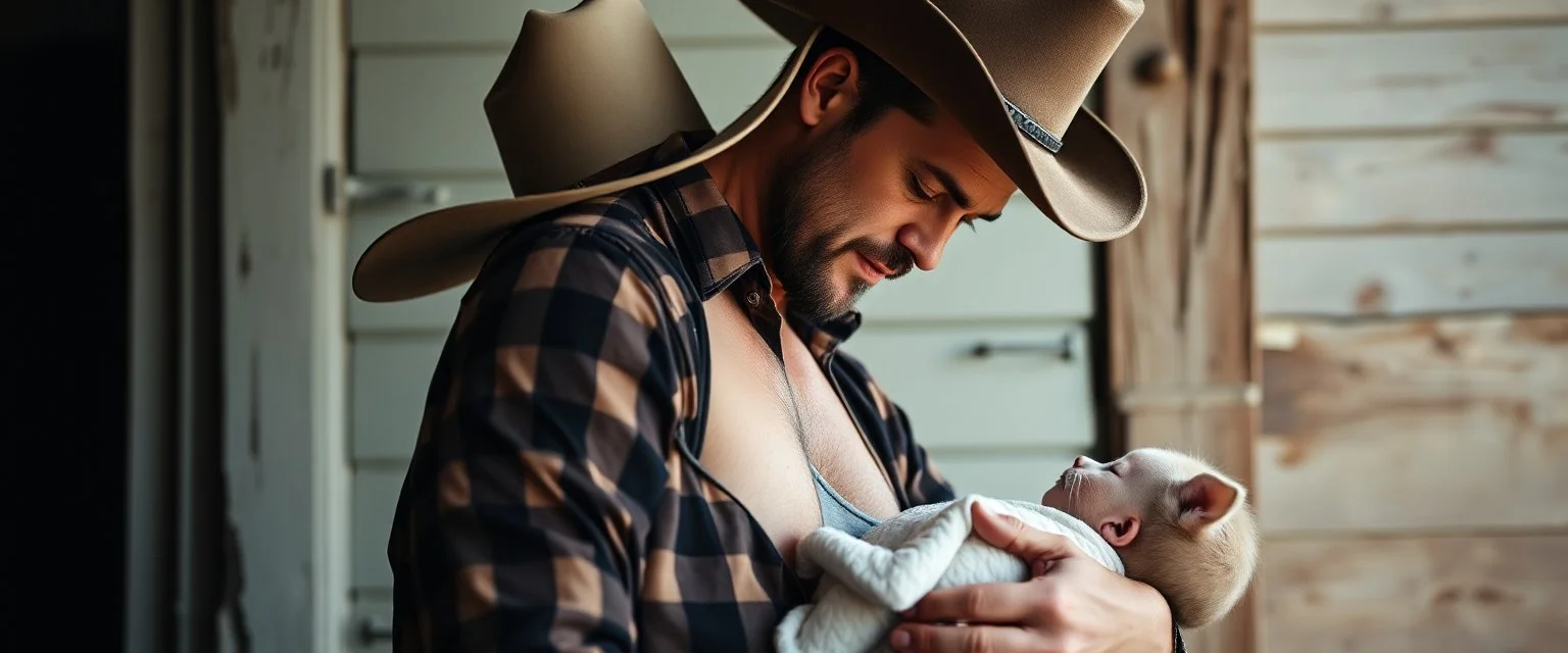 cowboy man breastfeeding