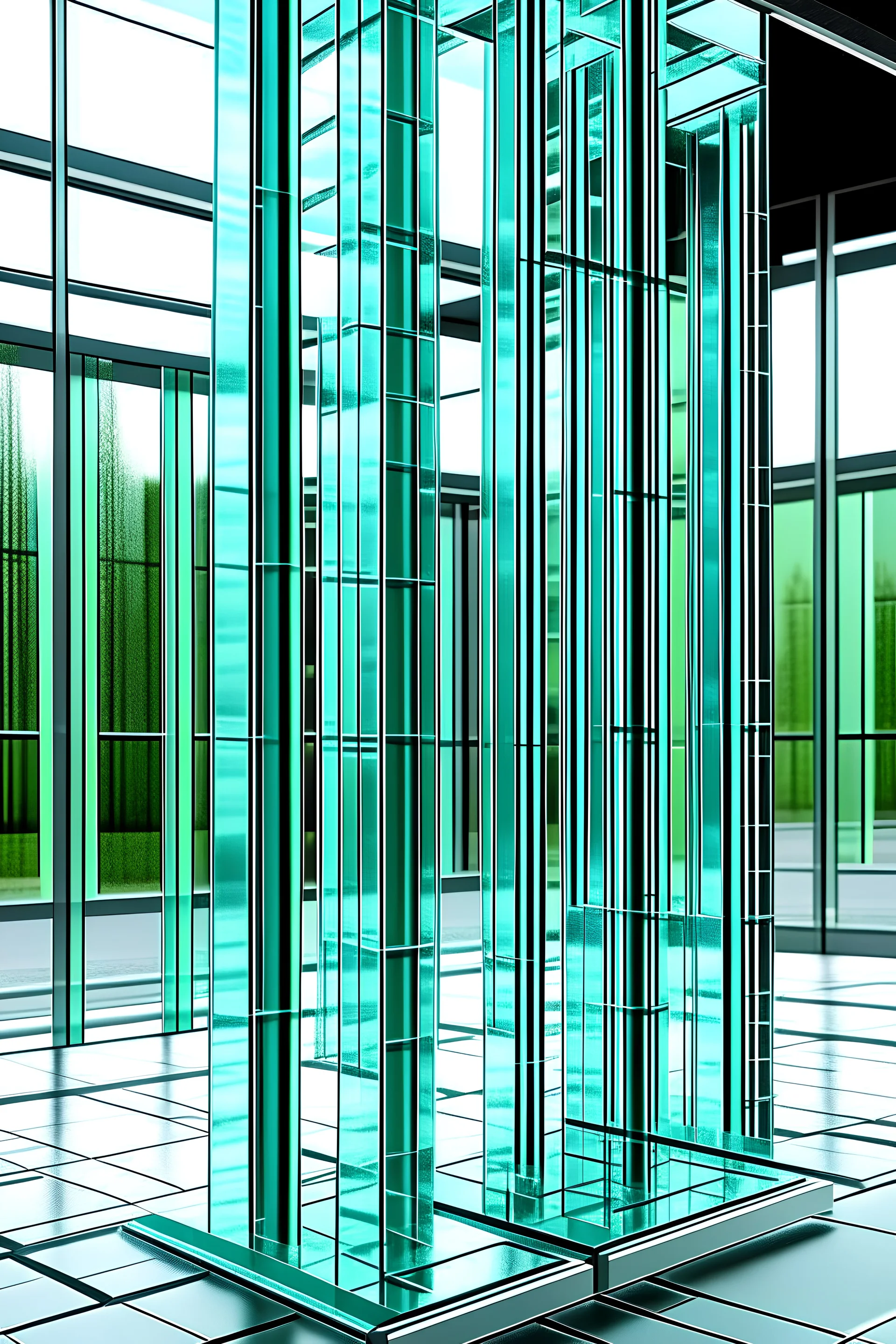 Glass elements, e.g., façade, window, slab, beam and columns
