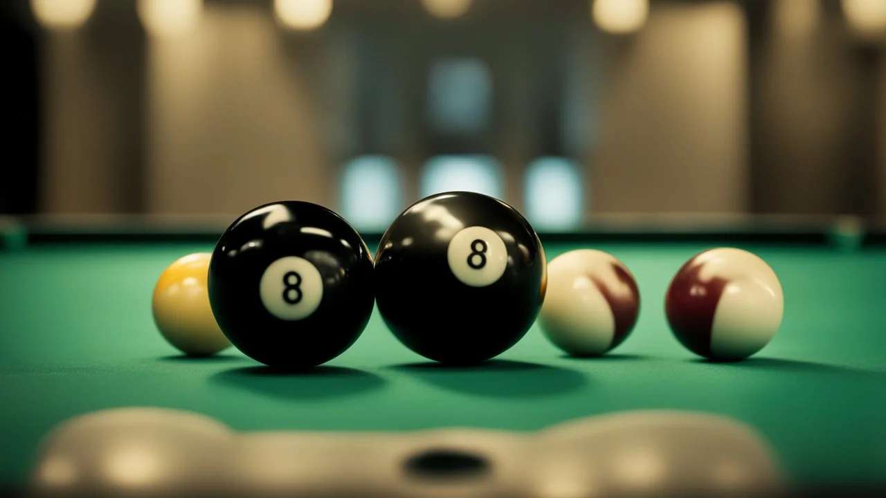 8 ball and cue ball on a pool table