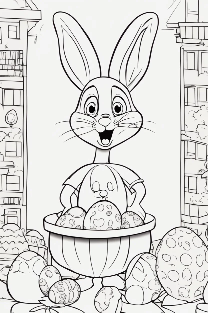 easter bunny coloring page for toddlers pixar style