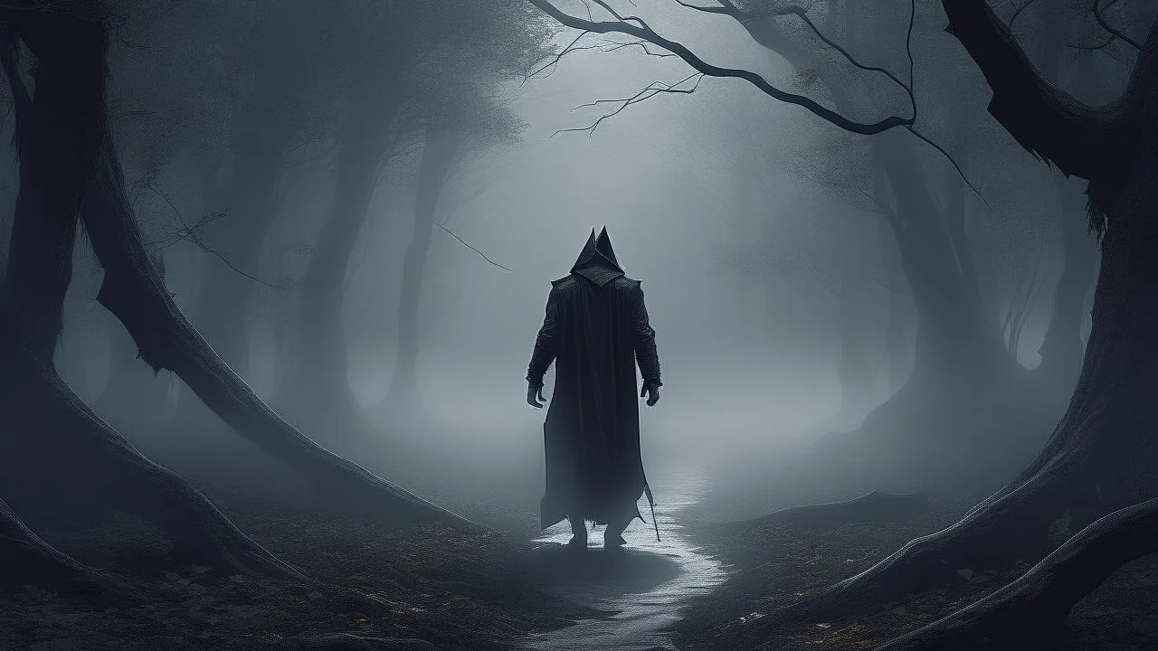 wraith walking in the haunted forest. mist and fog. exquisite realism, a masterpiece, dark fantasy concept art, dynamic lighting, hyperdetailed, intricately detailed, deep color, Unreal Engine, volumetric lighting, Epic cinematic brilliant stunning intricate meticulously detailed dramatic atmospheric maximalist digital matte painting