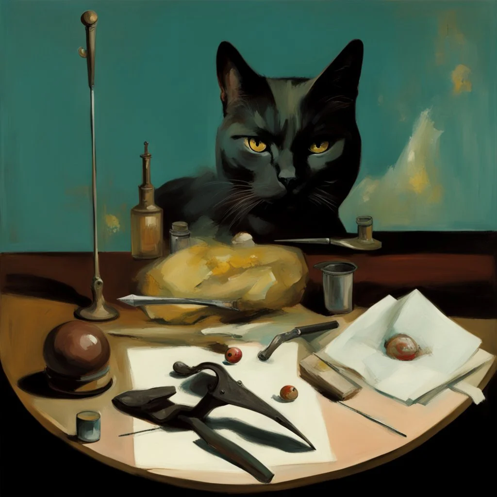 UN conference.a cat and human flesh-like surgical instruments and universe-like a pigeon and neuralink, surrealism,minimalism,Painting By Adrian Ghenie, Rene Magritte, Salvador Dali, Lucian Freud