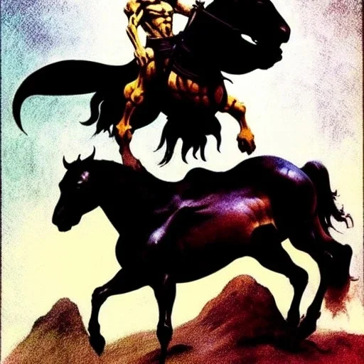 Death Dealer ride a horse by Frank Frazetta style