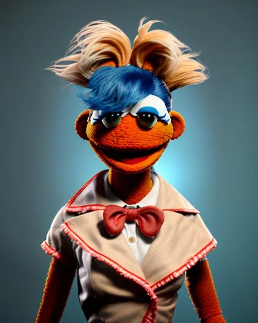 hybrid character, waitress sexy woman with monster muppet mask that covers her entire head, retro style, Sesame Street style, smooth, unreal engine 5, god lights, ray tracing, RTX, lumen lighting, ultra detail, volumetric lighting, 3d.