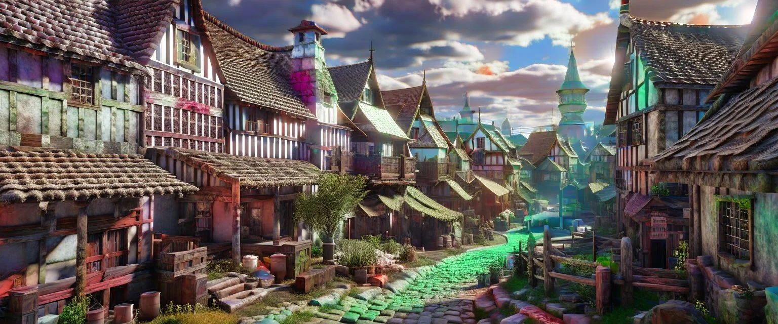 typical town during the iron age realistic, photorealistic, natural lighting, very detailed complex picture sharp intricate details HDR 4k Unreal Engine Octane