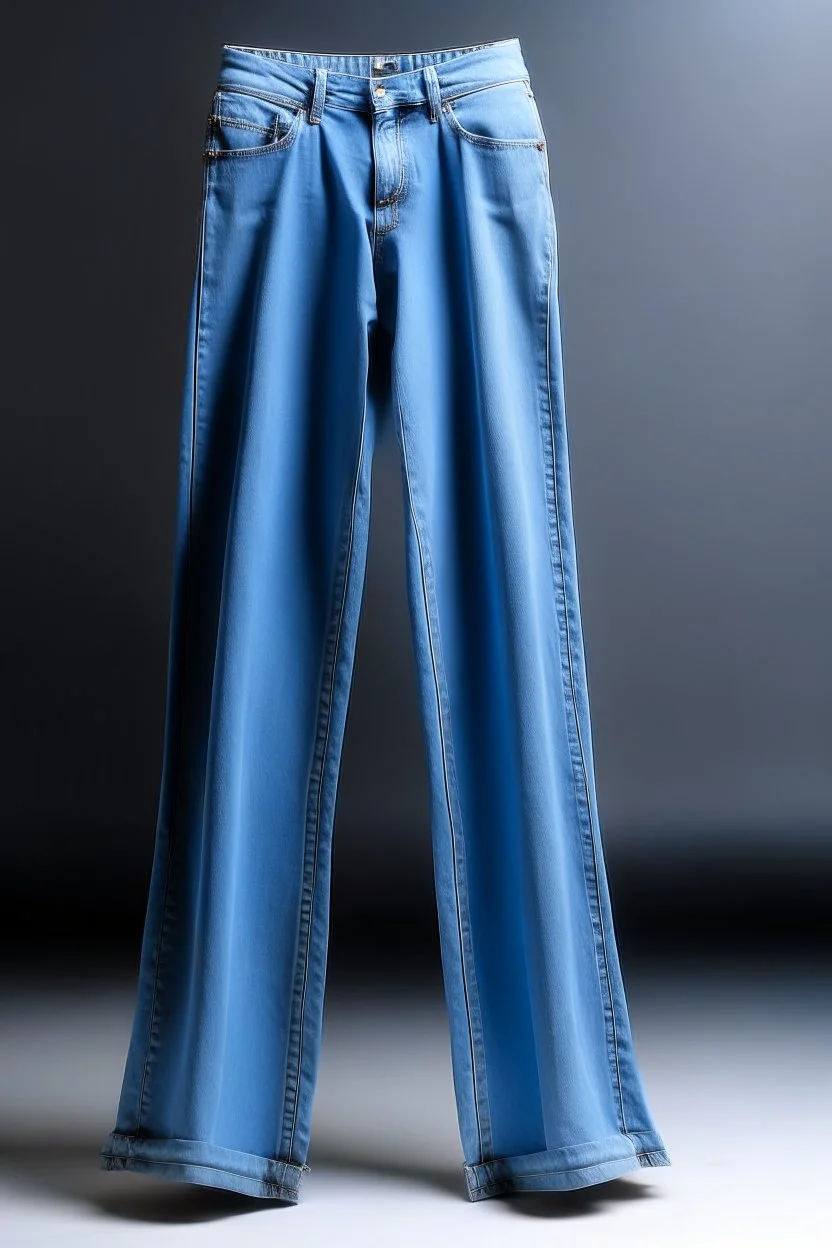 Man's large wide leg light blue jeans