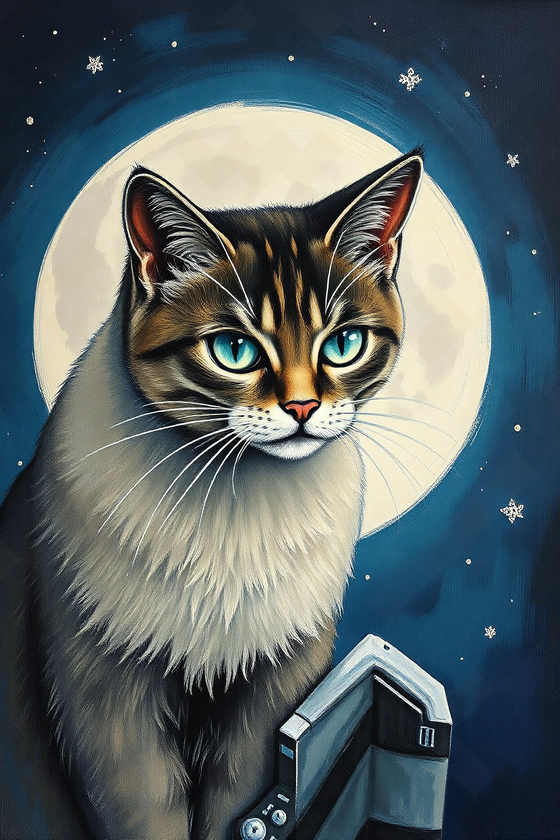 painting a cat on the moon