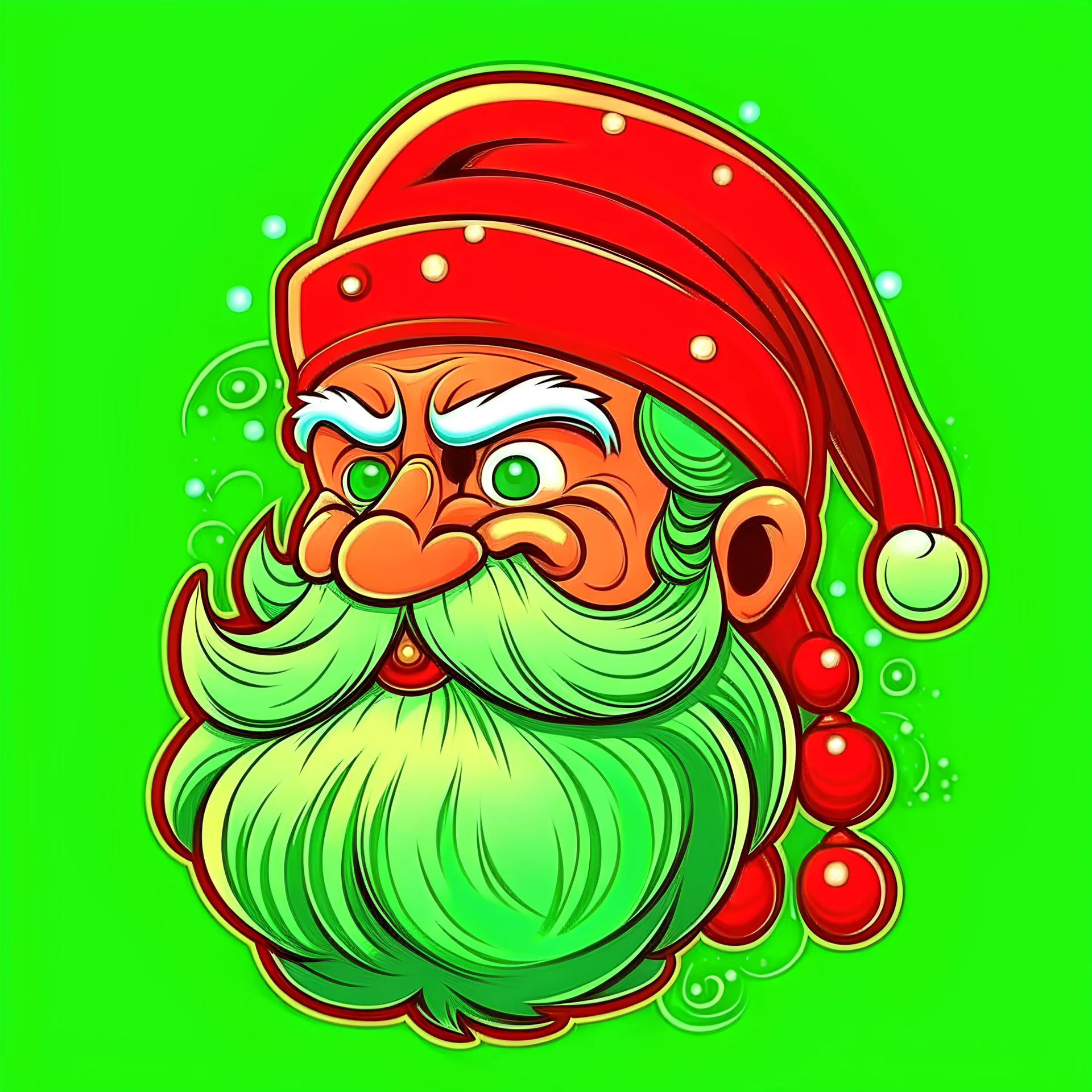 papai noel nas cores verde e vermelho cartoon