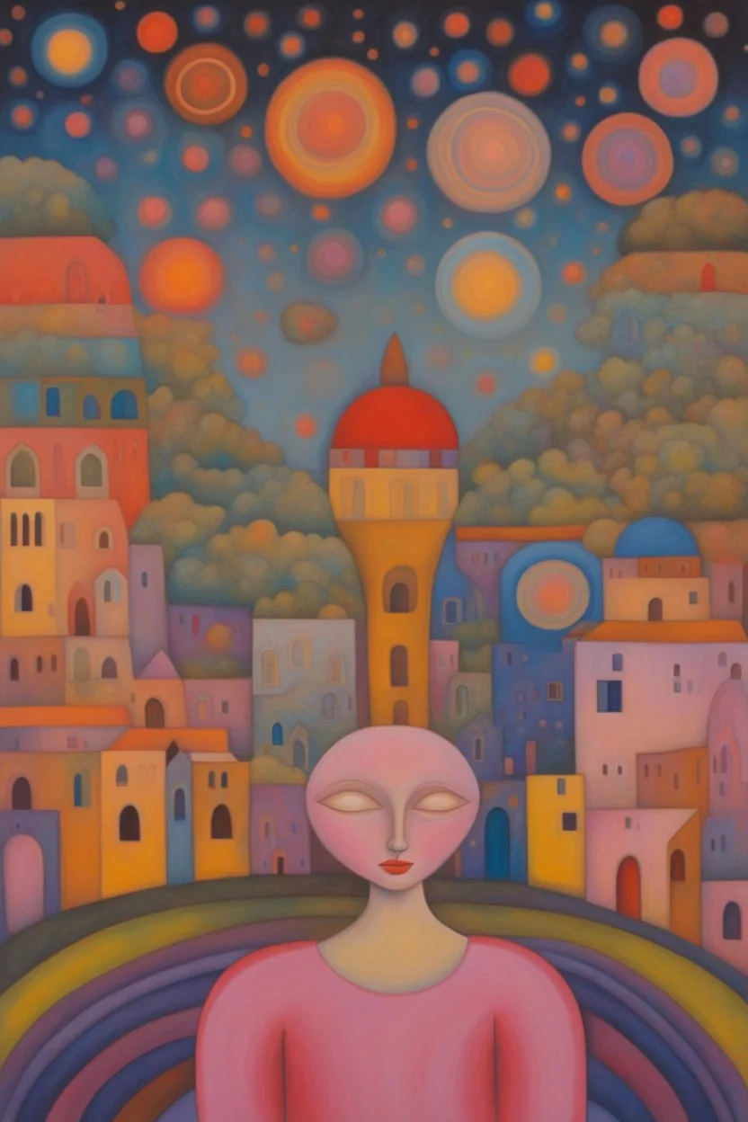 Every mind contains the whole universe; Neo-Figurative Art; fabulously detailed; Transcendent; Hundertwasser; Alan Kenny; beautiful glittery pastels