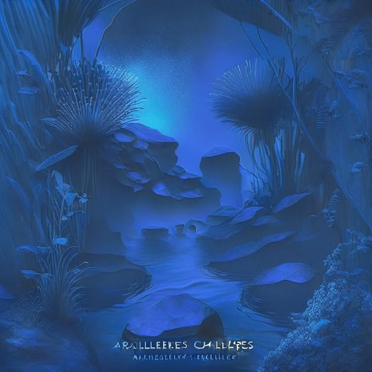 an album cover for ambient chillout music dark blue shades