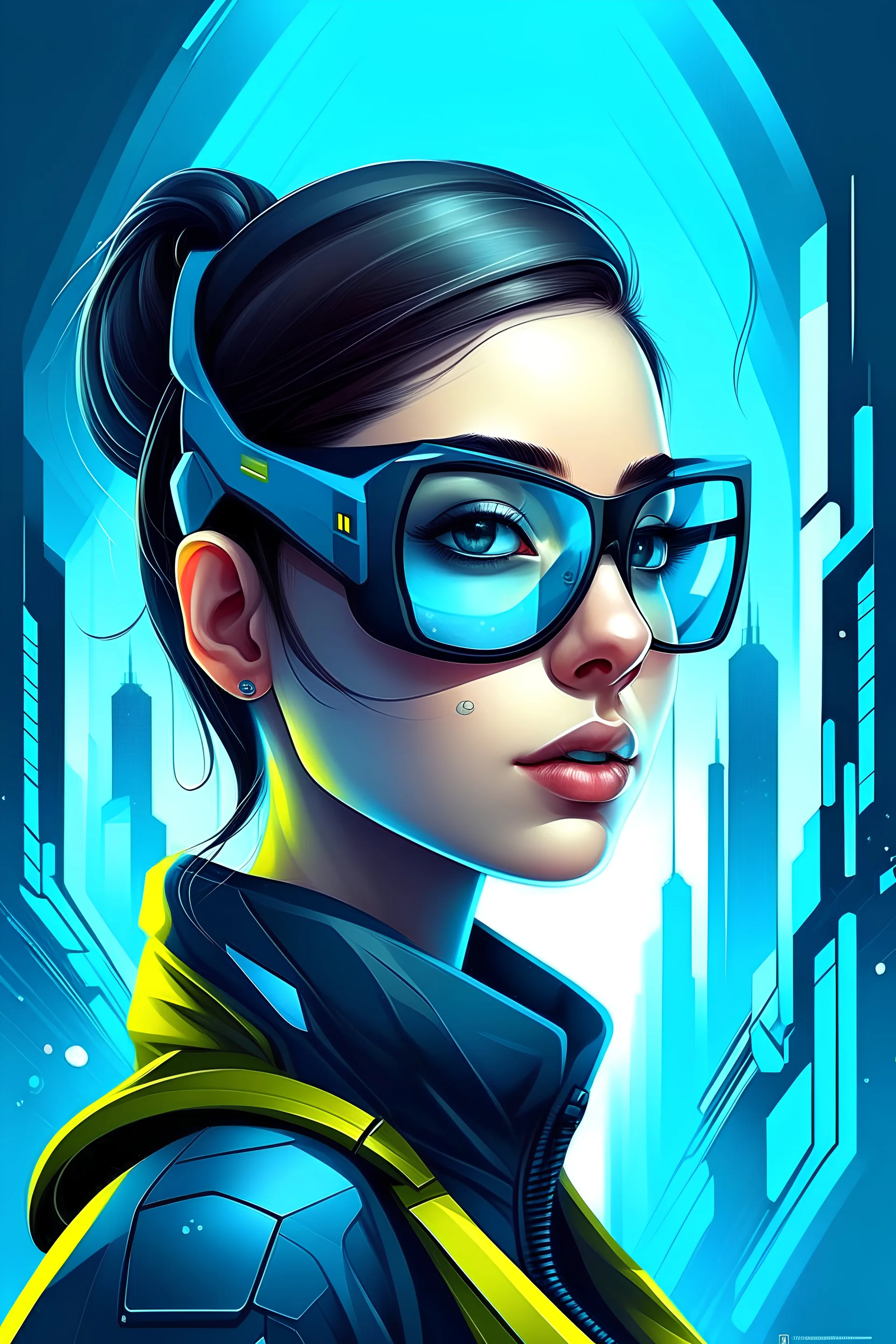 awesome illustration, featured on FreePik, woman with smart glasses, futuristic, technology