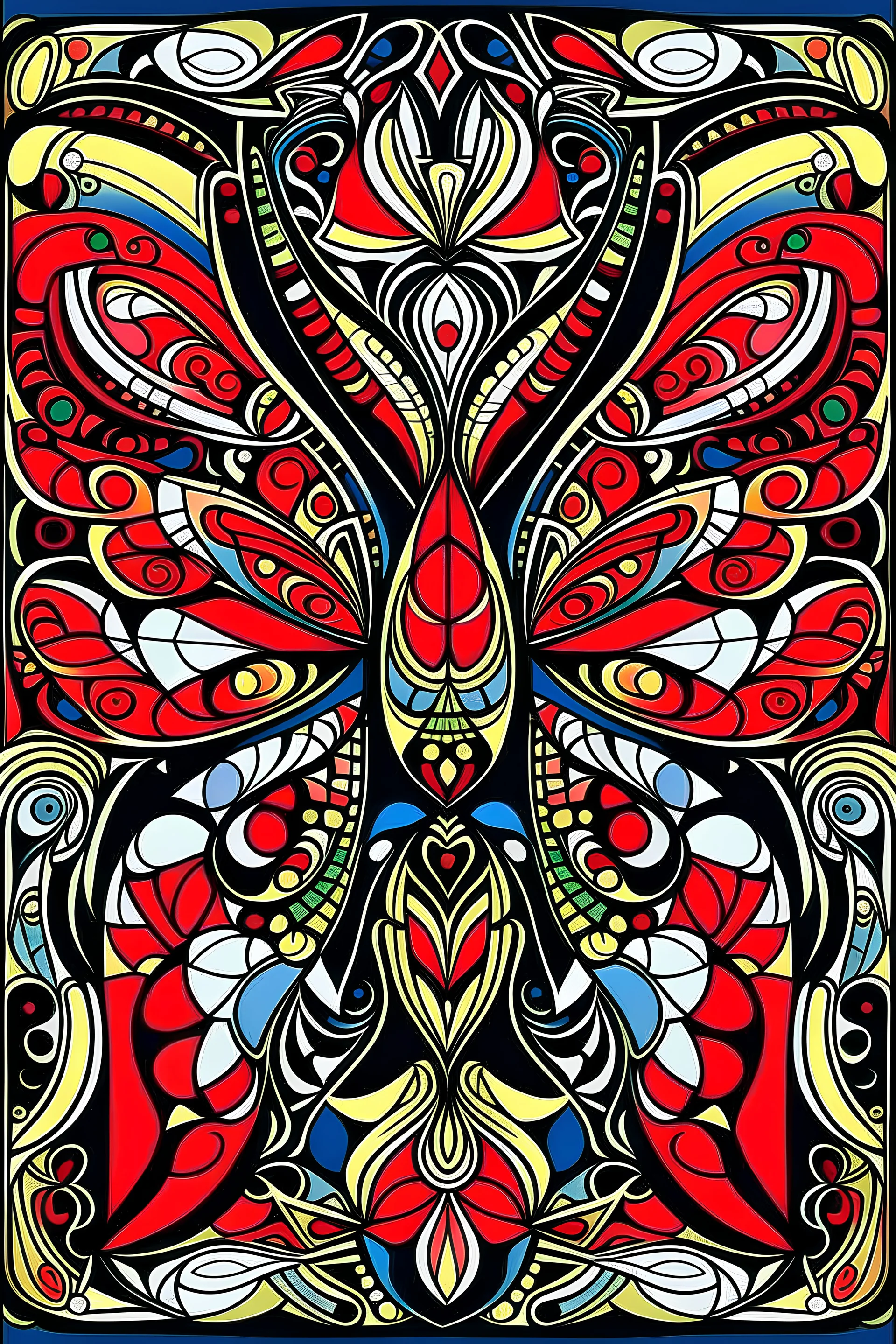 cover for coloring book ,Easy Patterns , butterfly, Calming and Unique Coloring page for Kids, and Creativity, Background of easy , with geometric patterns, a lot color , red ,black