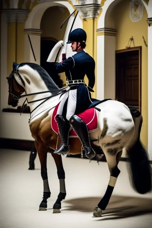 Lipizzaner making a levade in the spanish riding school in Vienna