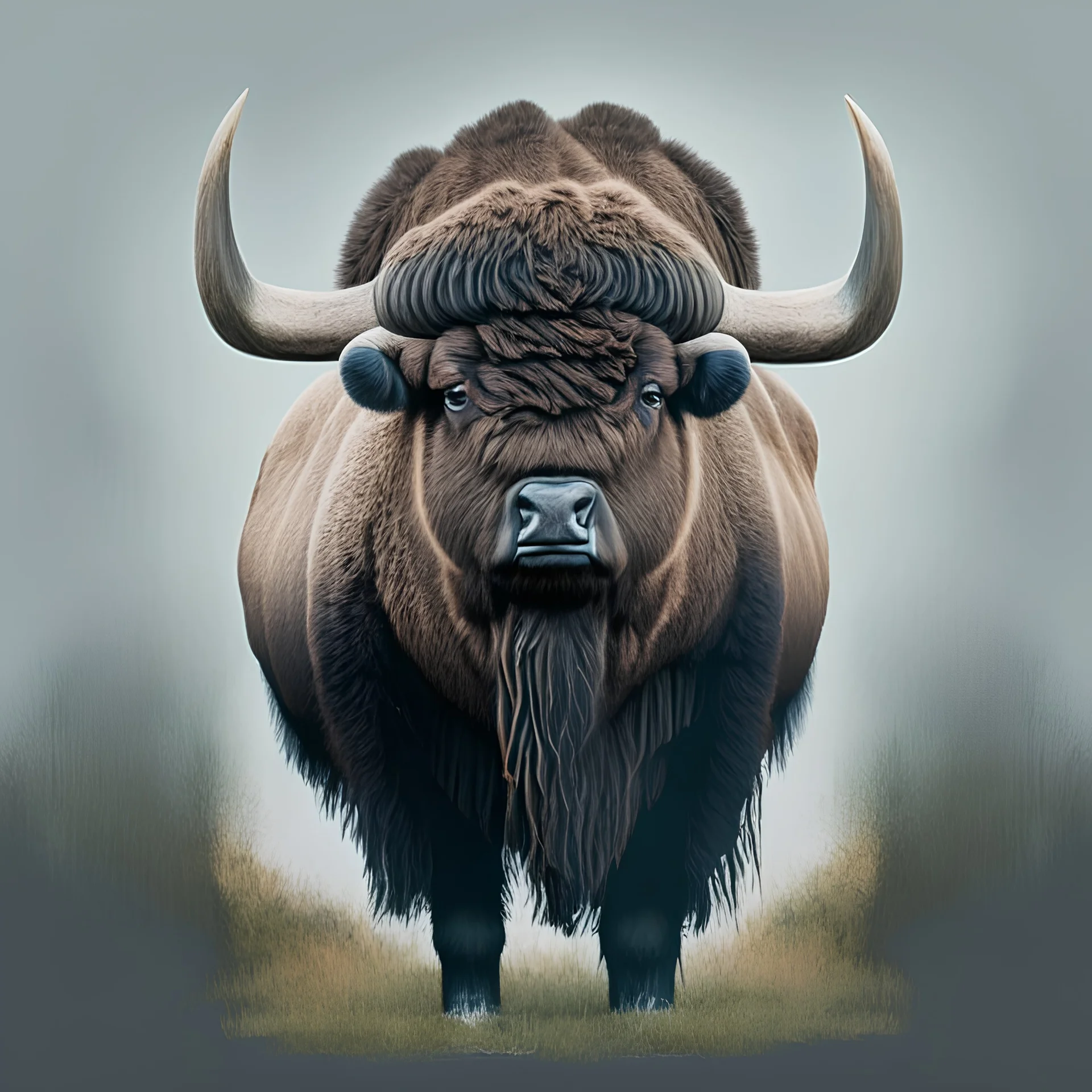 Bison in style of birger sandzen