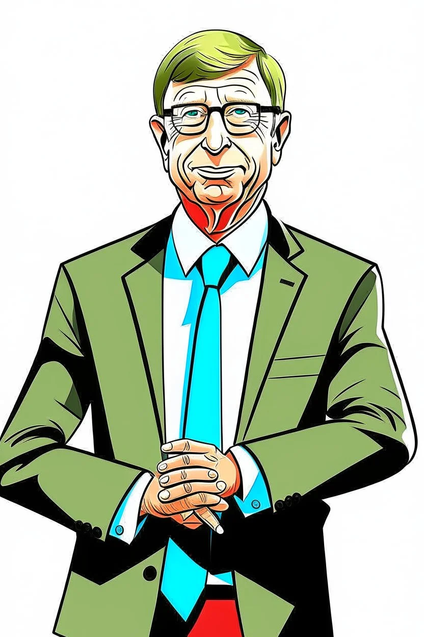 Bill Gates CEO, formerly Microsoft , cartoon 2d