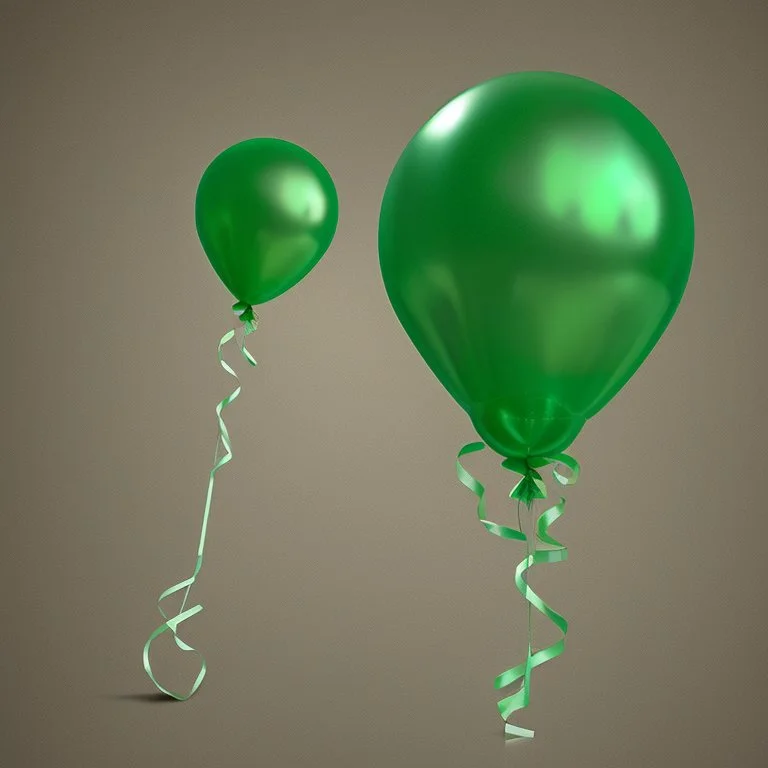 High resolution photographed inflated green star shaped foil balloon