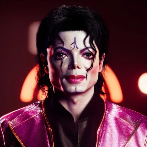 Michael Jackson,purple light effect, closed eyes, rtx, reflection, 8k, glow, winning photography, caustics