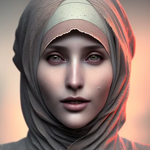 close up portrait of fog as woman in hijab, fine detail, highly intricate, modern surrealism painting, defined cracks and breaks, high-quality, volumetric lighting, 8k, ultrahd, George Grie, Marco Escobedo, Igor Morski,Brian Froud, Howard Lyon, Selina French,