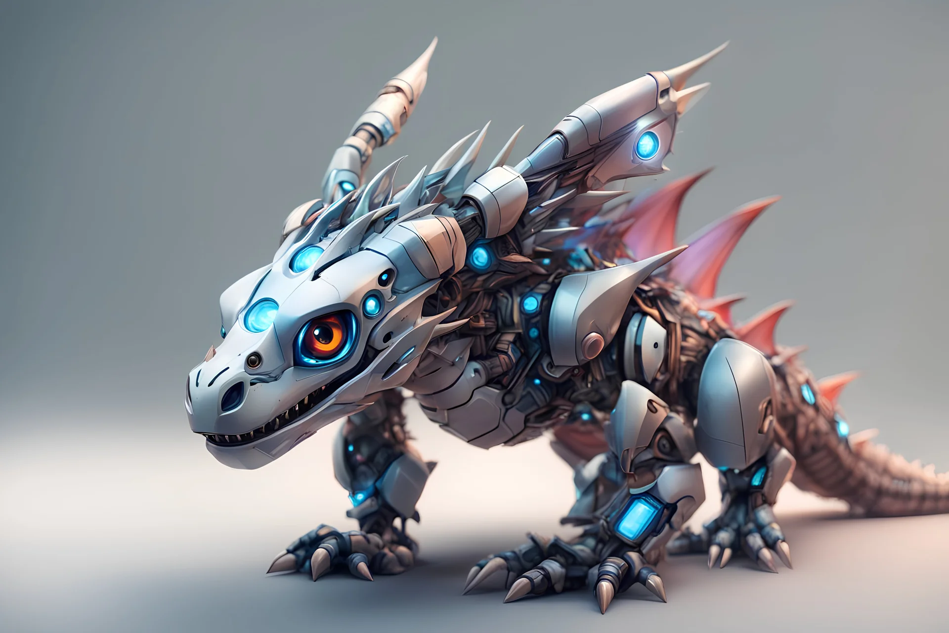 hyper realistic cute robot dragon