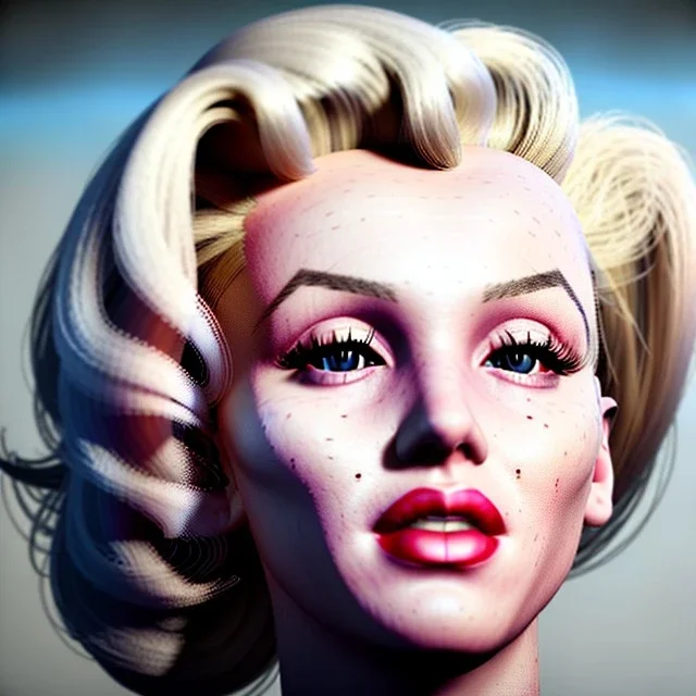 Realistic image portrait, sweet Marylin Monroe face, blonde woman, punk style, long hair, glow eyes, highly detailed, unreal engine 5, ray tracing, RTX, lumen lighting, ultra detail, volumetric lighting, 3d, finely drawn, high definition, high resolution.