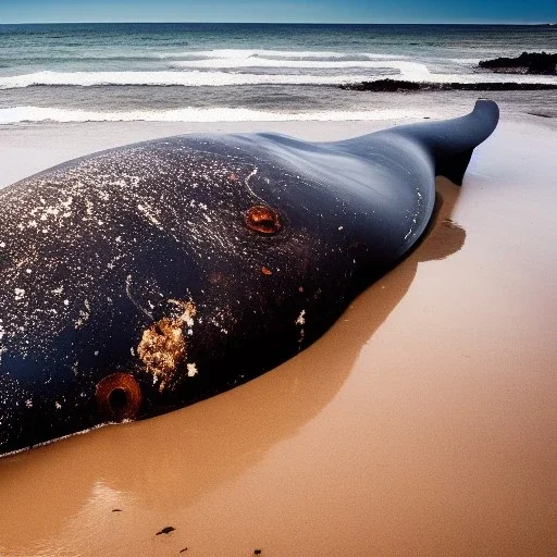 photograph of beautiful sperm whale washed up on shore, lifeless, debris, foamy wave, sand, rock, 8k resolution, high-quality, fine-detail, detailed matte, photography, illustration, digital art, brian froud, howard lyon, selina french, anna dittmann, annie stokes, lisa parker, greg rutowski,