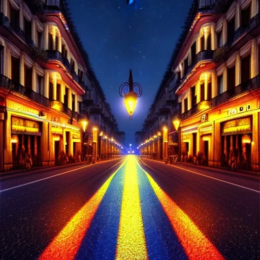 calle de pais por la noche