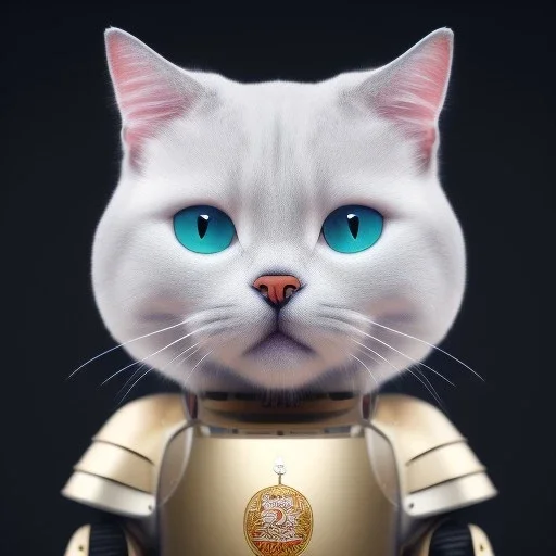 beautiful smooth realistic Japanese samurai cat robot body, run on dark cosmos background, cat aye, extremely sharp detail, finely tuned detail, ultra high definition, 8 k, unreal engine 5, ultra sharp focus, accurate sword wings,