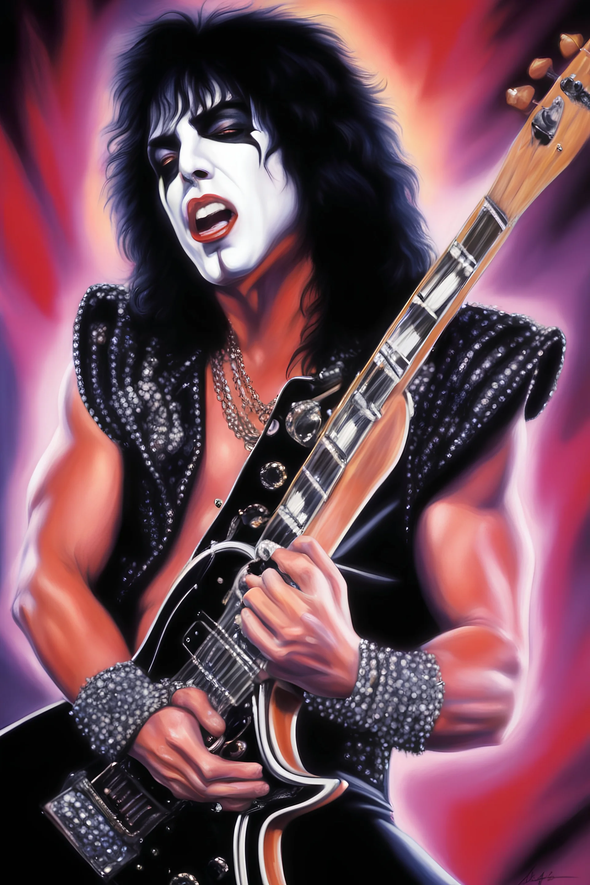 paul stanley full color oil painting art by Alex Ross