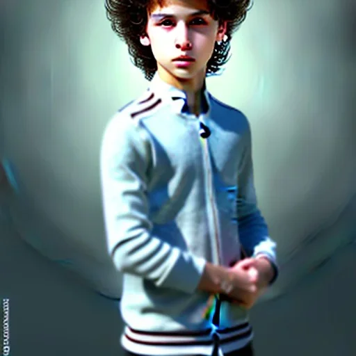 beautiful 12 year old arabic boy with curly hair and light blue eyes