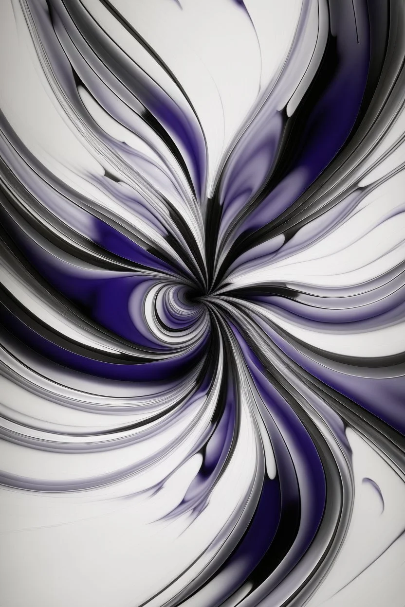 Whirlygig; Abstract art; Ink wash; purple and silver