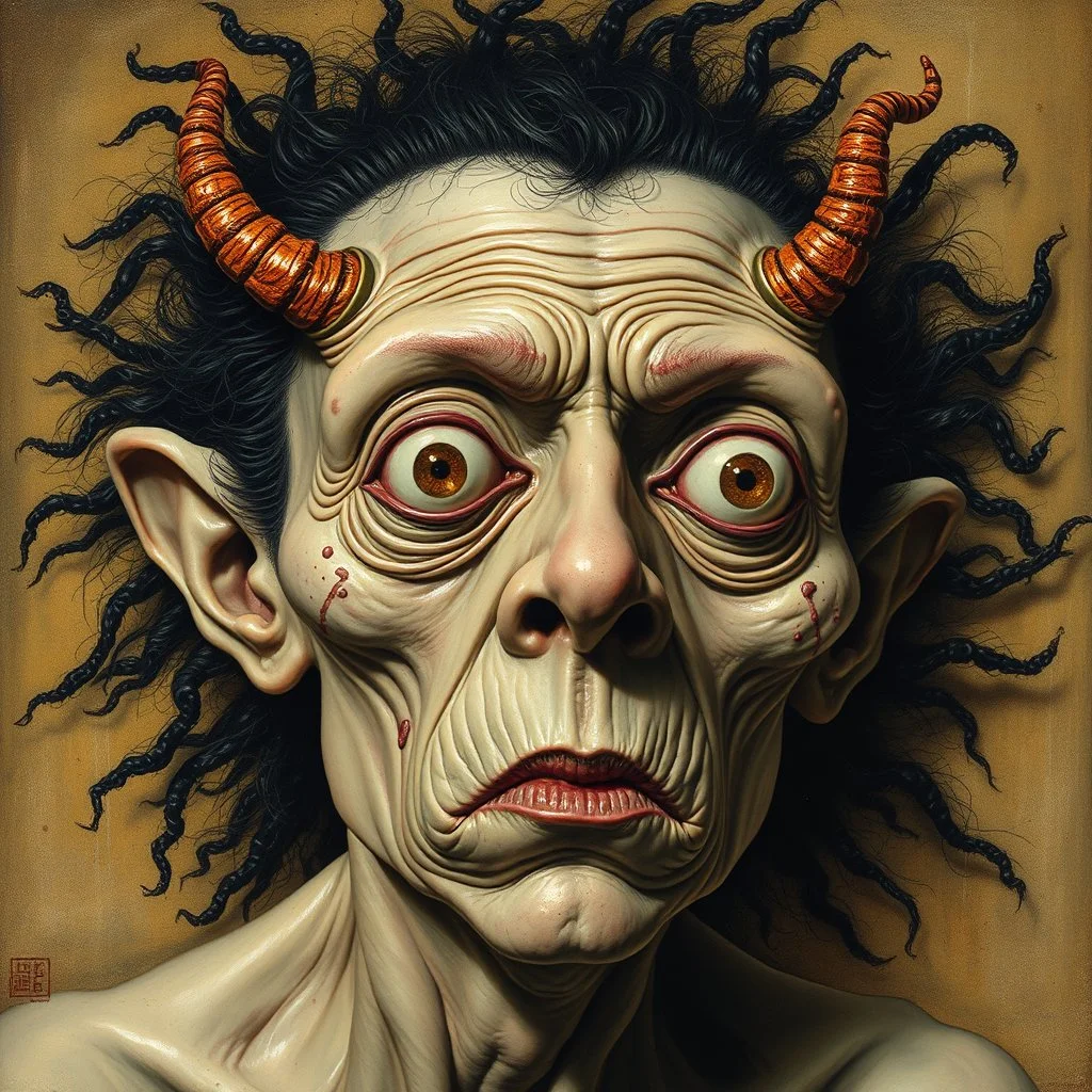 The oddest being, glossy finish, details of the skin and membranes very accentuated, stunning style, oniric, George Grosz, Max Ernst, Egon Schiele style, James Ensor, disturbing, blatant, distorted, exhilarating