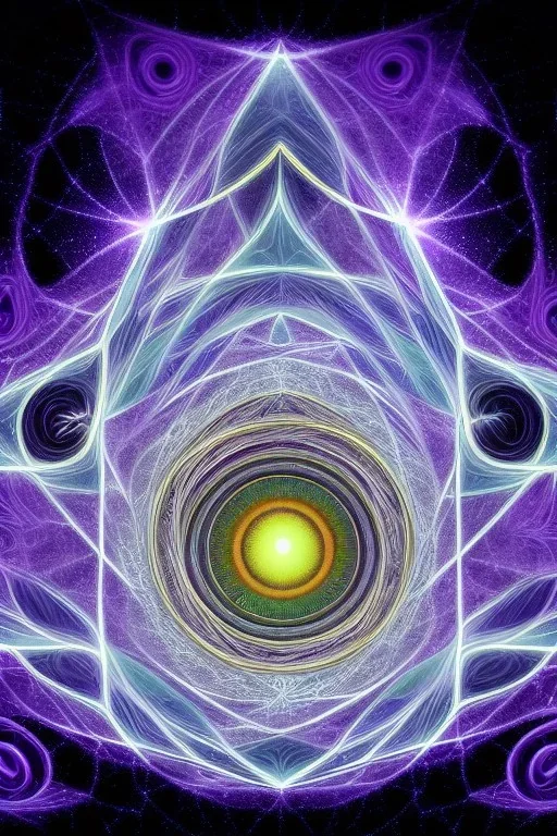 meditation, third eye, universe, fourth dimension, fractal, realistic, 8k, high quality, extreme detail, symetrical