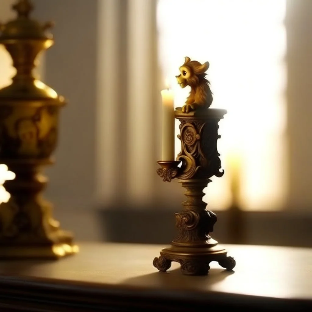 From the film “Beauty and the Beast” the candlestick on a light background