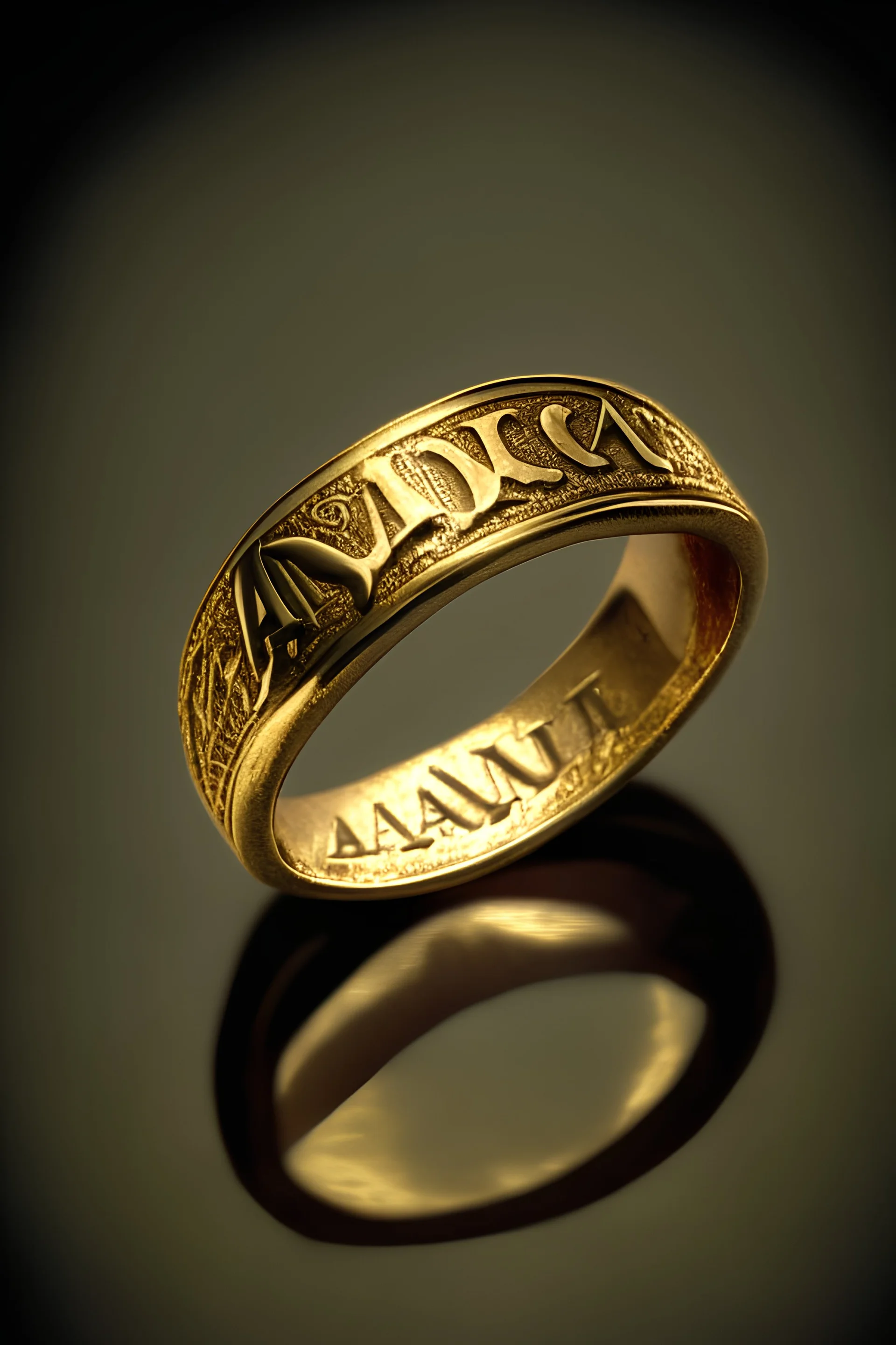 gold Ring Engraved with an 'A' and 'N' letters